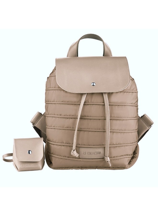 B.S COLLECTION Women's Backpack in Soft Fabric Waterproof Quilted Design Cafe BEE BACKPACK - Image 2